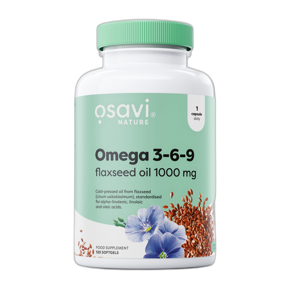 Osavi Omega 3-6-9 Flaxseed Oil, 1000mg - 120 softgels