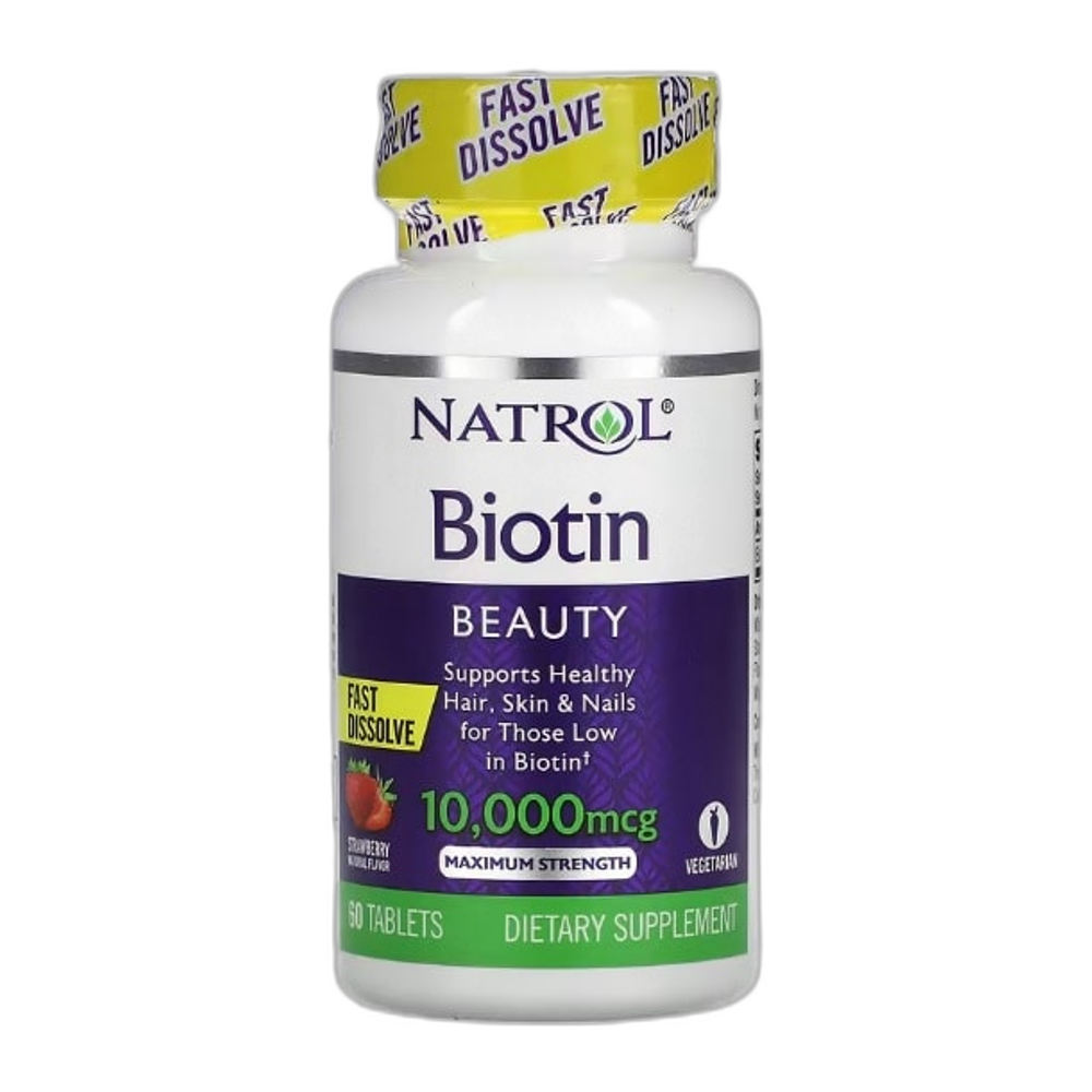 Natrol Biotin Fast Dissolve, 10000mcg (Strawberry) - 60 tabs