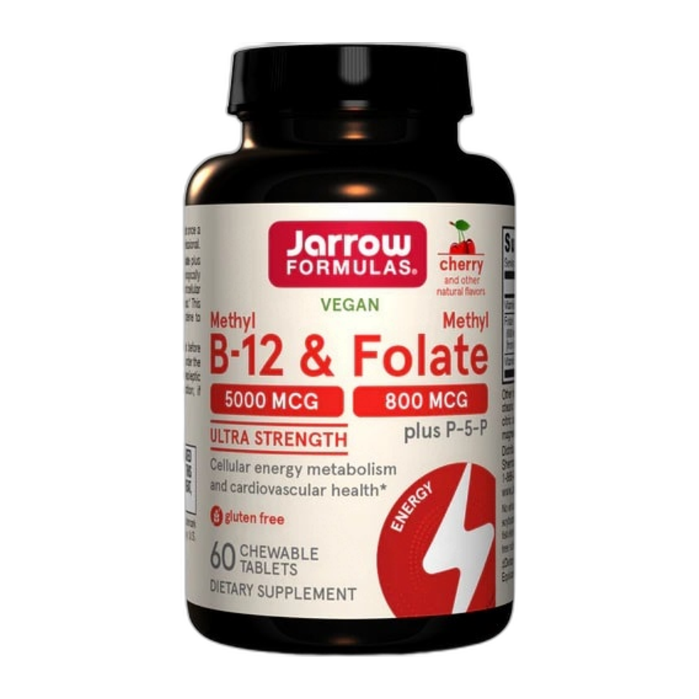 Jarrow Formulas Methyl B-12 & Methyl Folate, Cherry - 60 chewable tabs