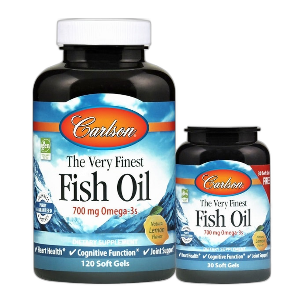 Carlson Labs The Very Finest Fish Oil - 700mg Omega-3s, Natural Lemon - 120 + 30 softgels