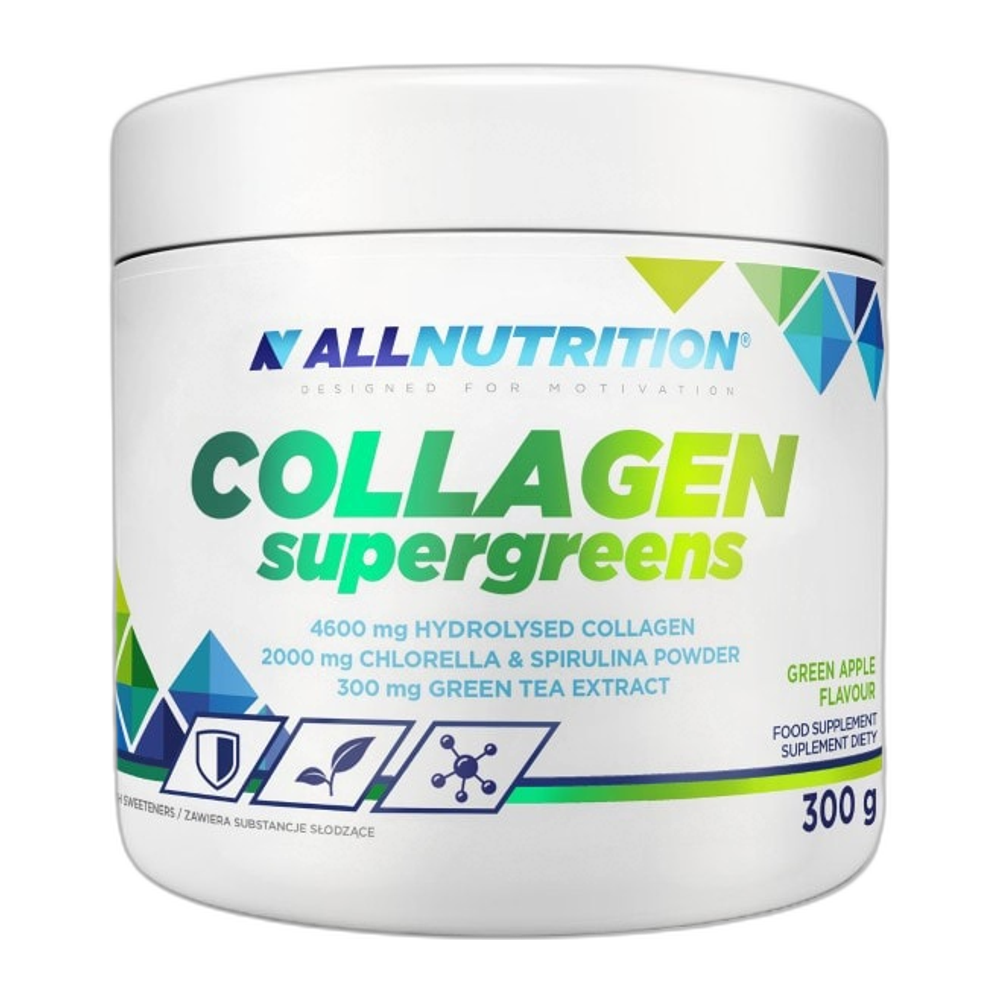 Allnutrition Collagen Supergreens, Green Apple - 300g