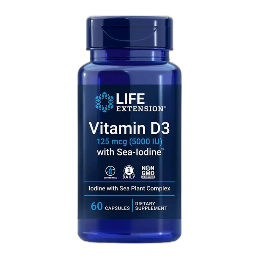 Life Extension Vitamin D3 with Sea-Iodine, 5000IU - 60 caps