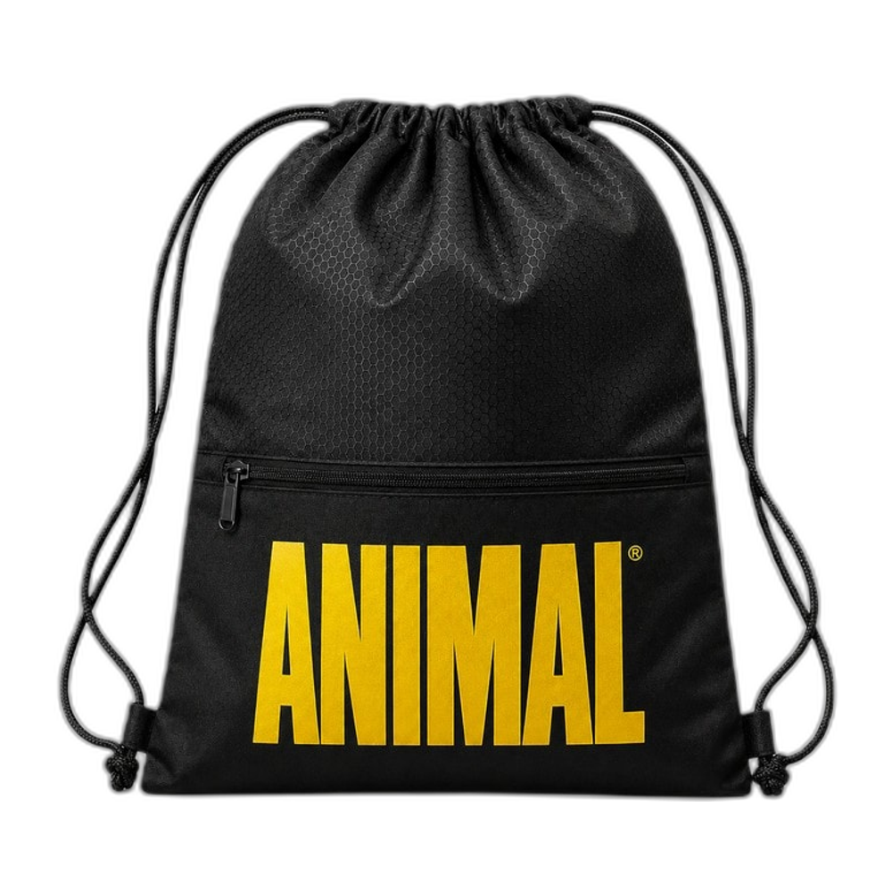 Animal Drawstring Backpack - Black with Yellow