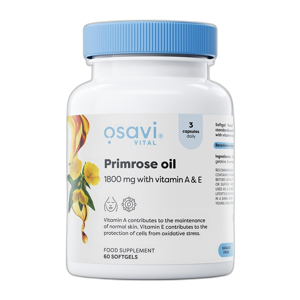Osavi Primrose Oil with Vitamin A & E, 1800mg - 60 softgels