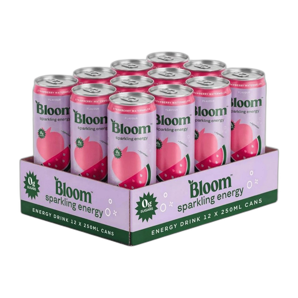 Bloom Sparkling Energy, Strawberry Watermelon - 12 x 250ml.