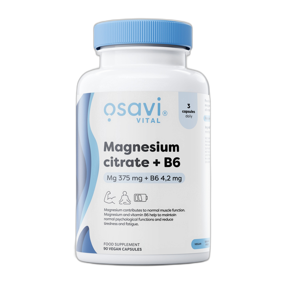 Osavi Magnesium Citrate + B6, 375mg + 4.2mg - 90 vcaps