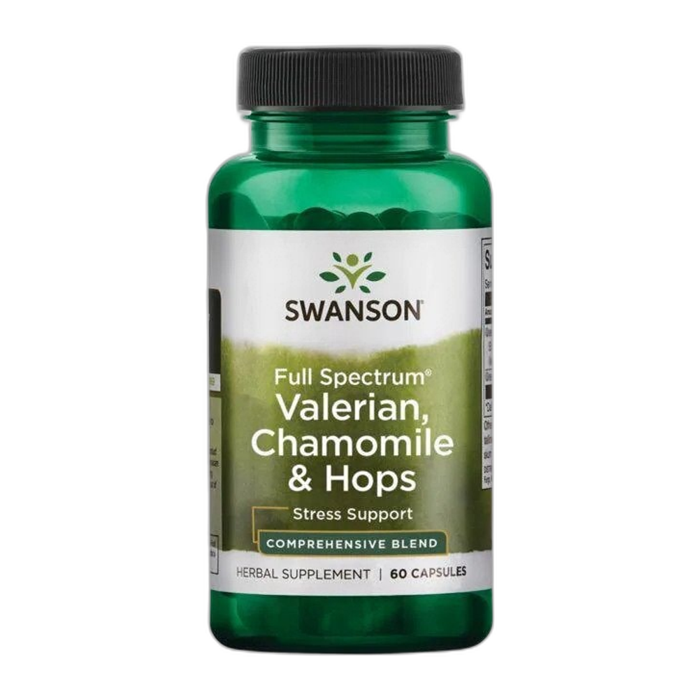 Swanson Full Spectrum Valerian, Chamomile & Hops - 60 caps