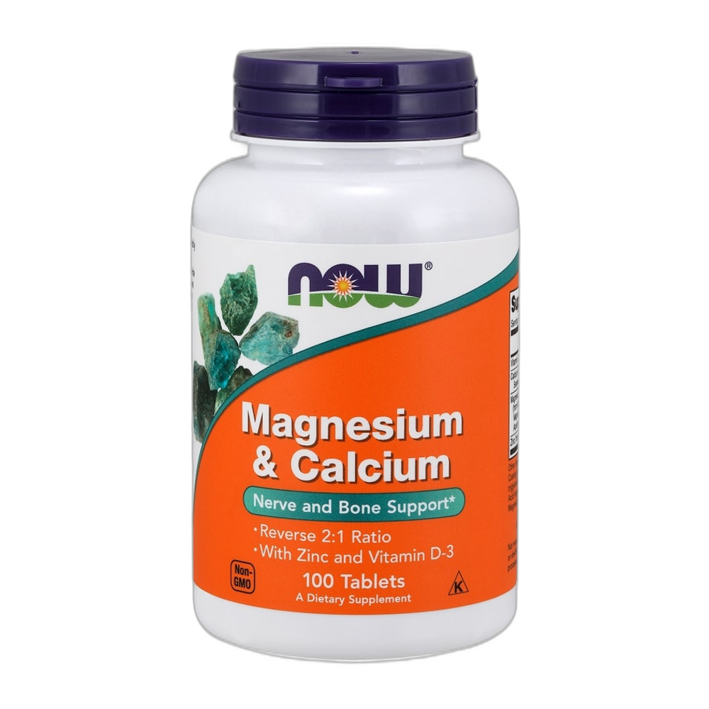 NOW Foods Magnesium & Calcium with Zinc and Vitamin D3 - 100 tablets