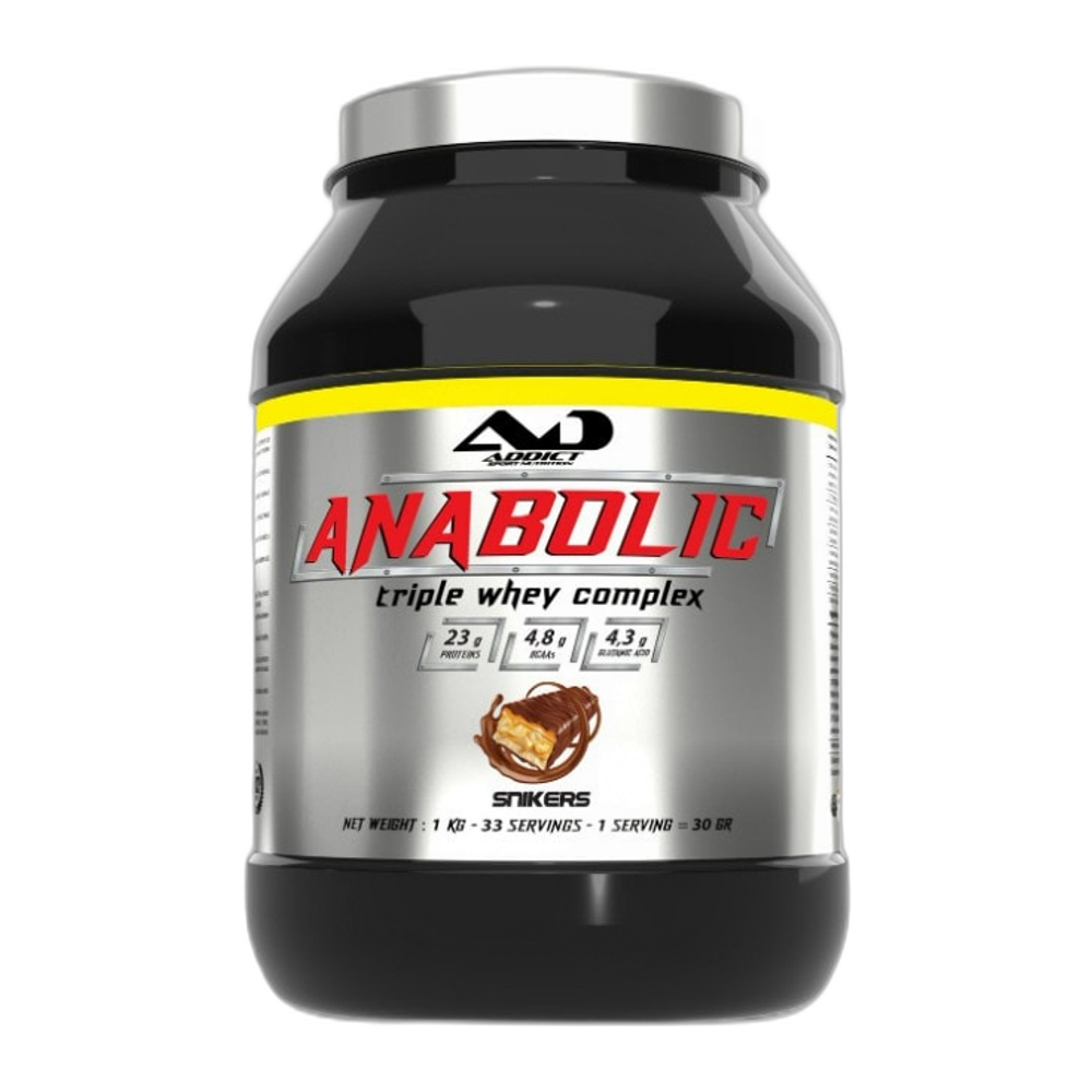 Addict Sport Nutrition Anabolic Triple Whey Complex, Snikers - 1000g