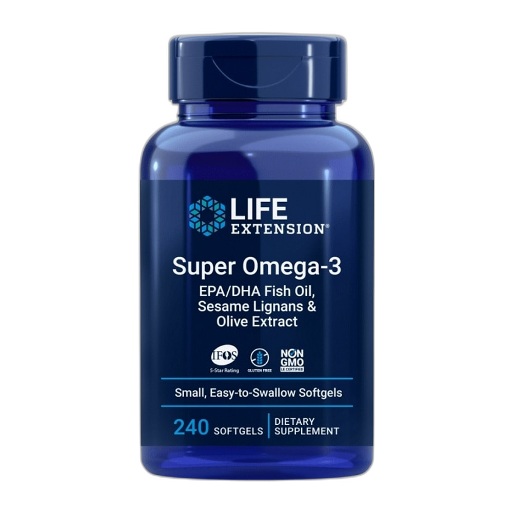 Life Extension Super Omega-3 EPA/DHA Fish Oil, Sesame Lignans & Olive Extract - 240 softgels