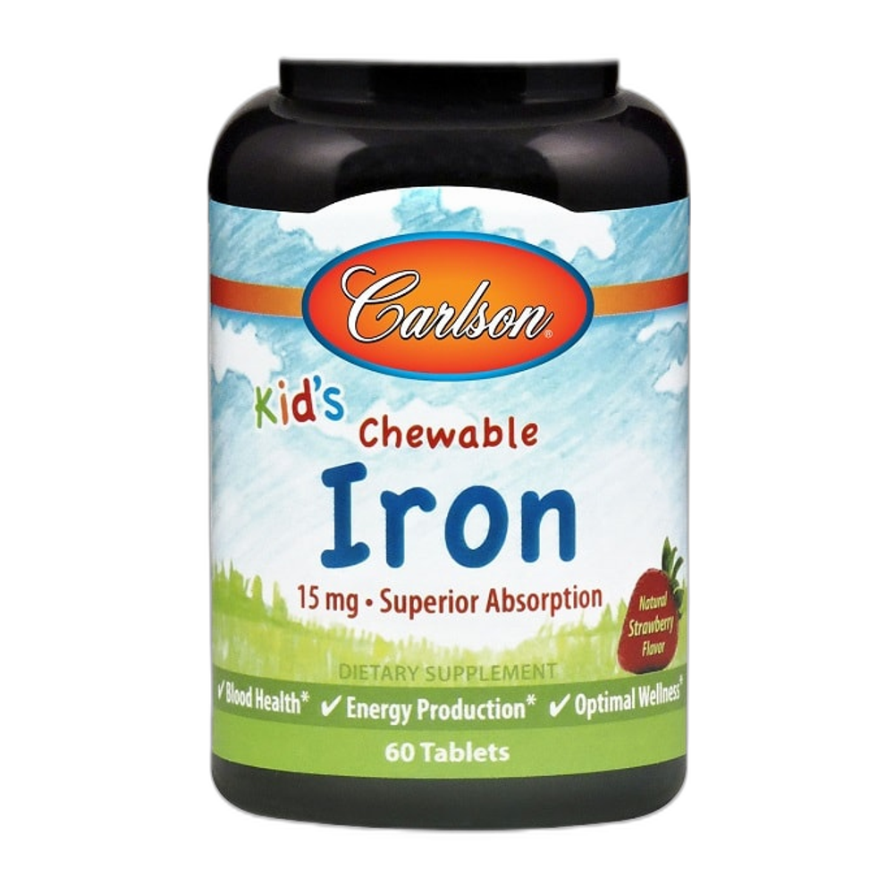 Carlson Labs Kid's Chewable Iron, 15mg Strawberry - 60 tablets