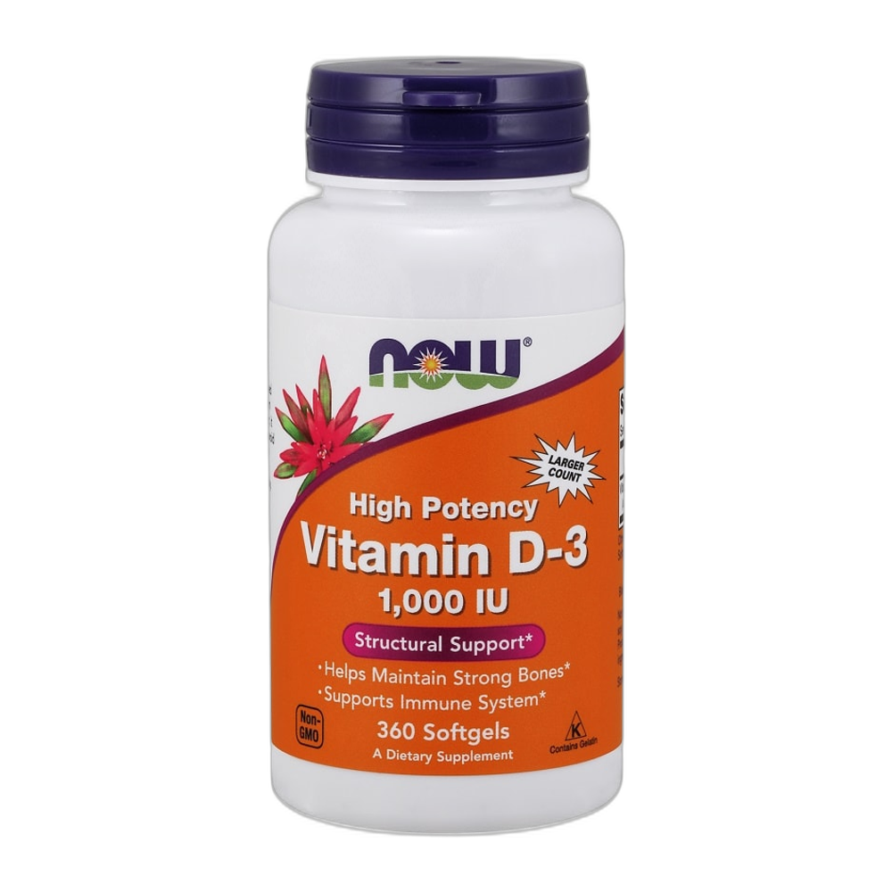NOW Foods Vitamin D-3, 1000 IU - 360 softgels