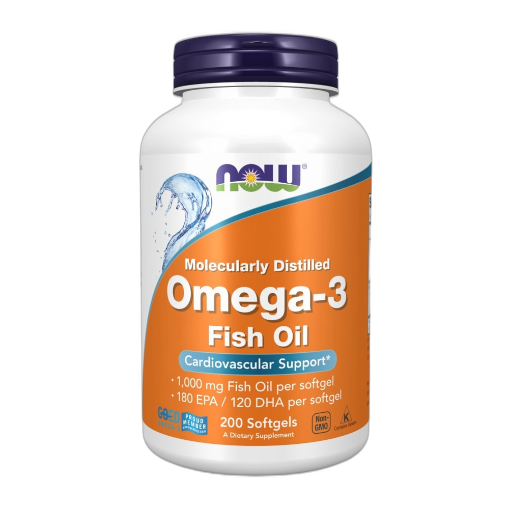 NOW Foods Omega-3 Fish Oil, Molecularly Distilled - 200 softgels