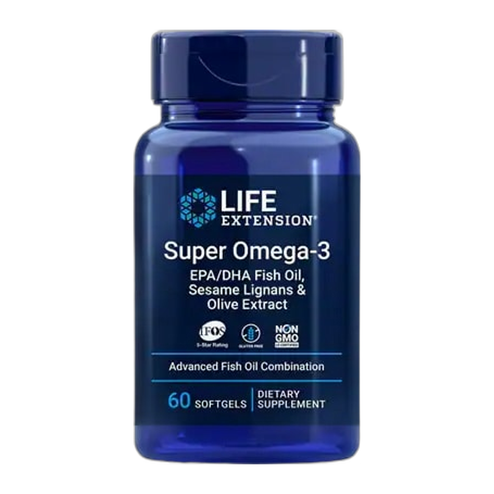 Life Extension Super Omega-3 EPA/DHA Fish Oil, Sesame Lignans & Olive Extract - 60 softgels
