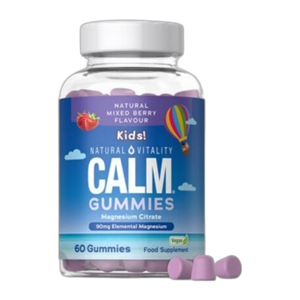 Natural Vitality Calm Kids Magnesium Citrate Gummies, Natural Mixed Berries - 60 gummies