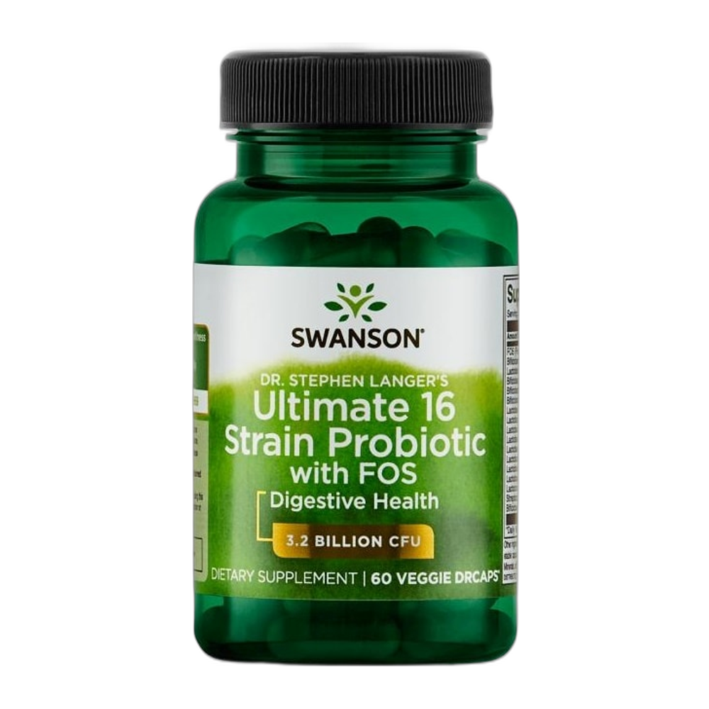 Swanson Dr. Stephen Langer's Ultimate 16 Strain Probiotic with FOS, 3.2 Billion CFU - 60 vcaps