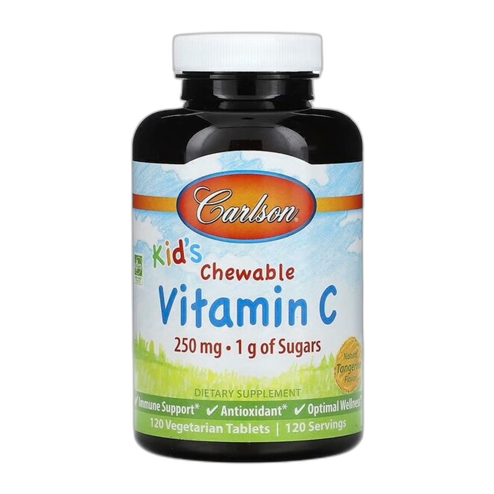 Carlson Labs Kid's Chewable Vitamin C, 250mg Natural Tangerine - 120 vegetarian tablets