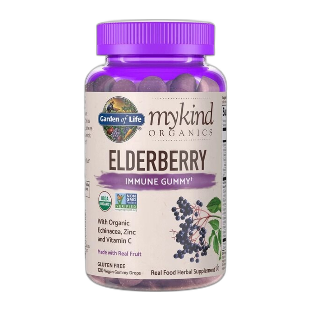 Garden of Life Mykind Elderberry, Real Fruit - 120 vegan gummy drops
