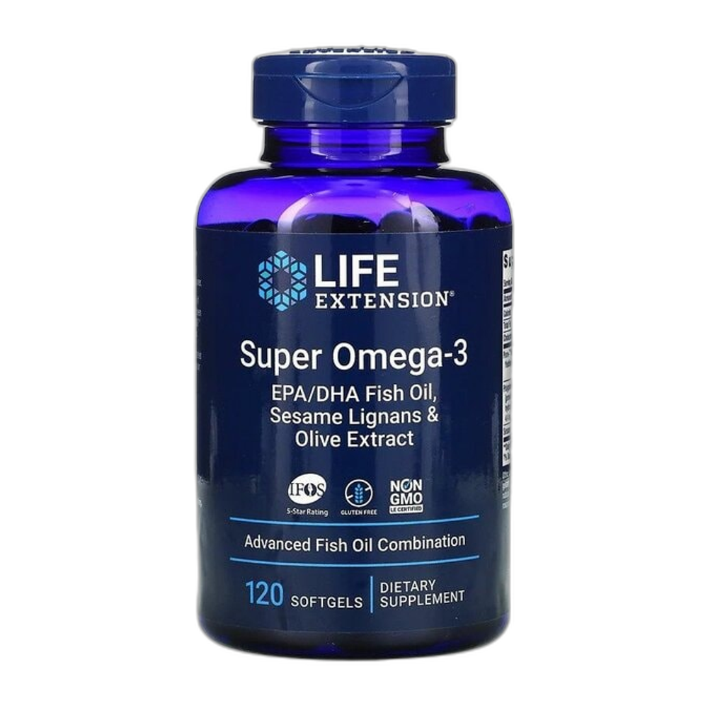 Life Extension Super Omega-3 EPA/DHA Fish Oil, Sesame Lignans & Olive Extract - 120 softgels