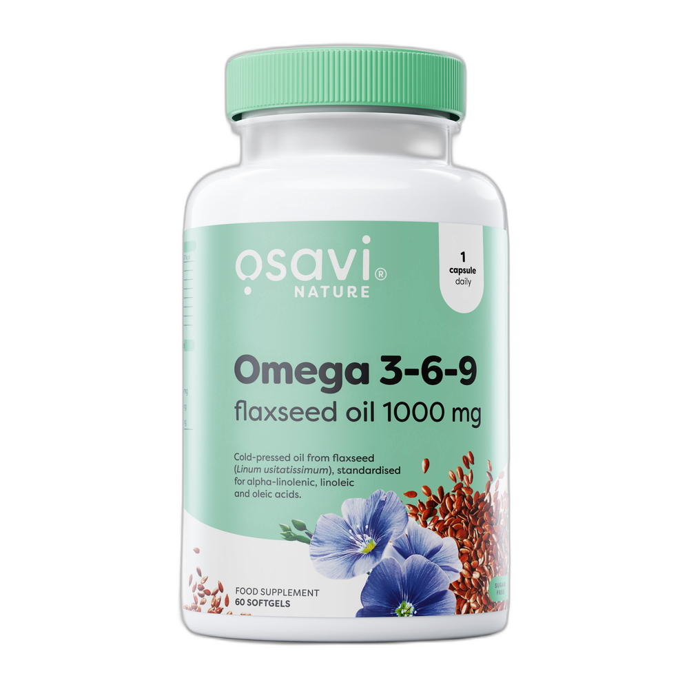 Osavi Omega 3-6-9 Flaxseed Oil, 1000mg - 60 softgels