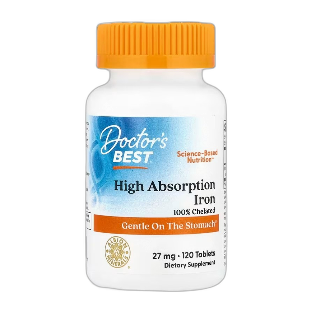 Doctor's Best High Absorption Iron, 27mg - 120 tablets