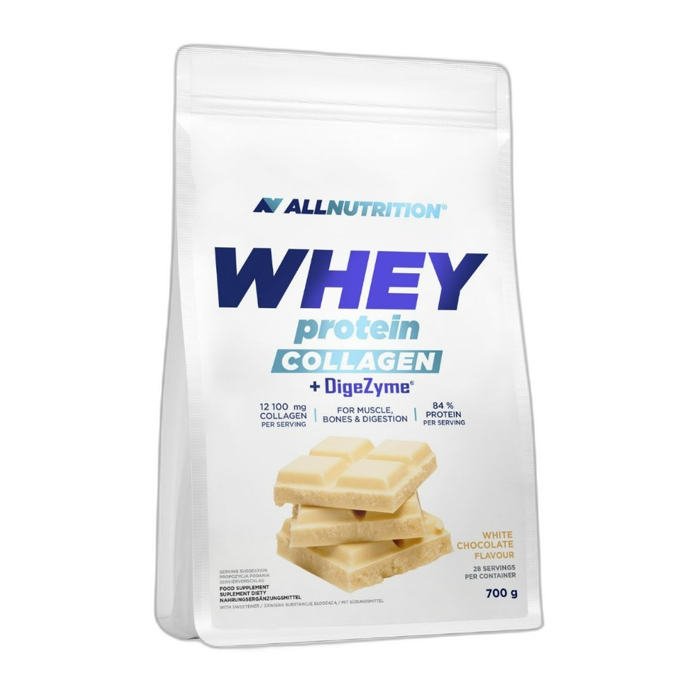 Allnutrition Whey Protein Collagen + DigeZyme, White Chocolate - 700g