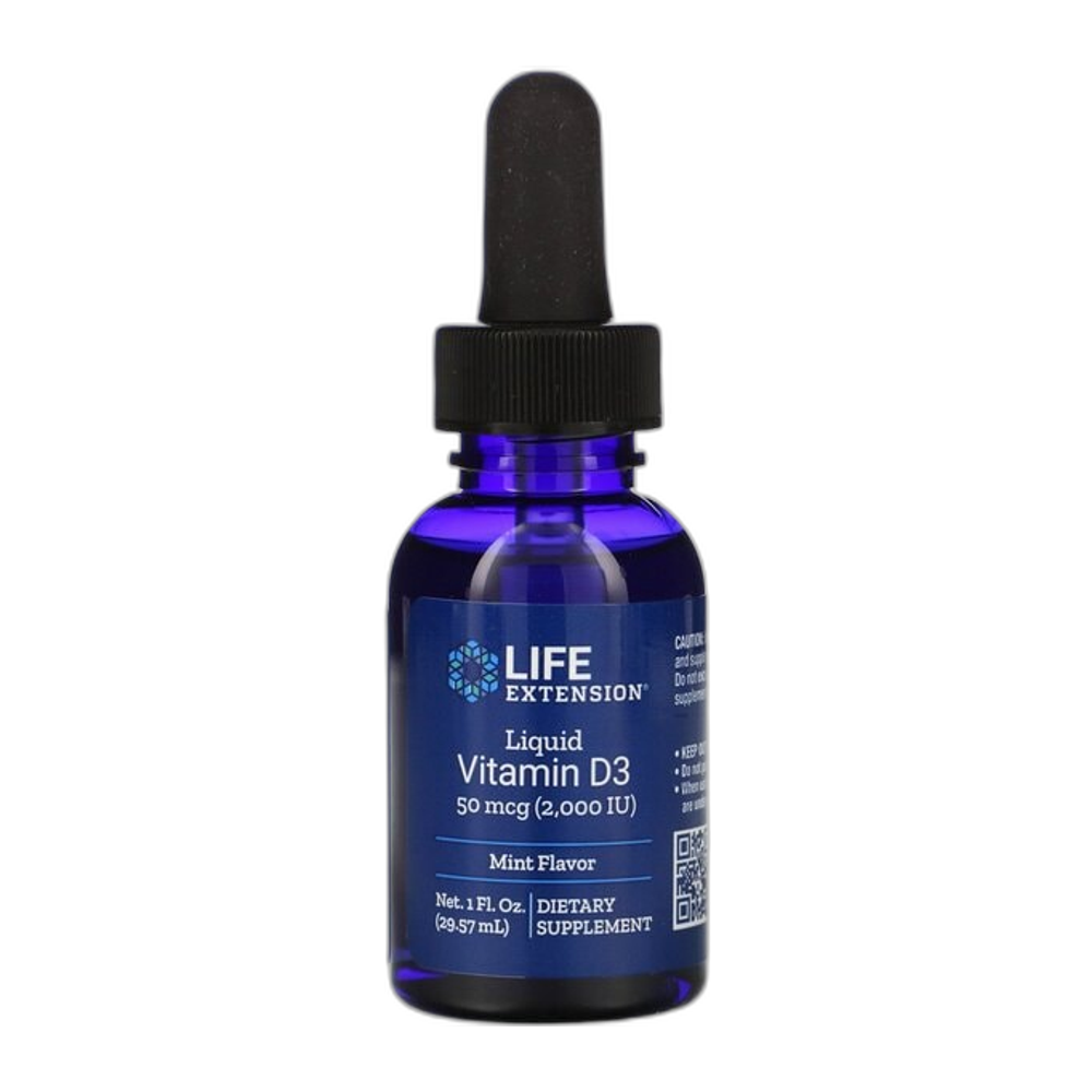 Life Extension Liquid Vitamin D3, 50mcg (Mint) - 29 ml.