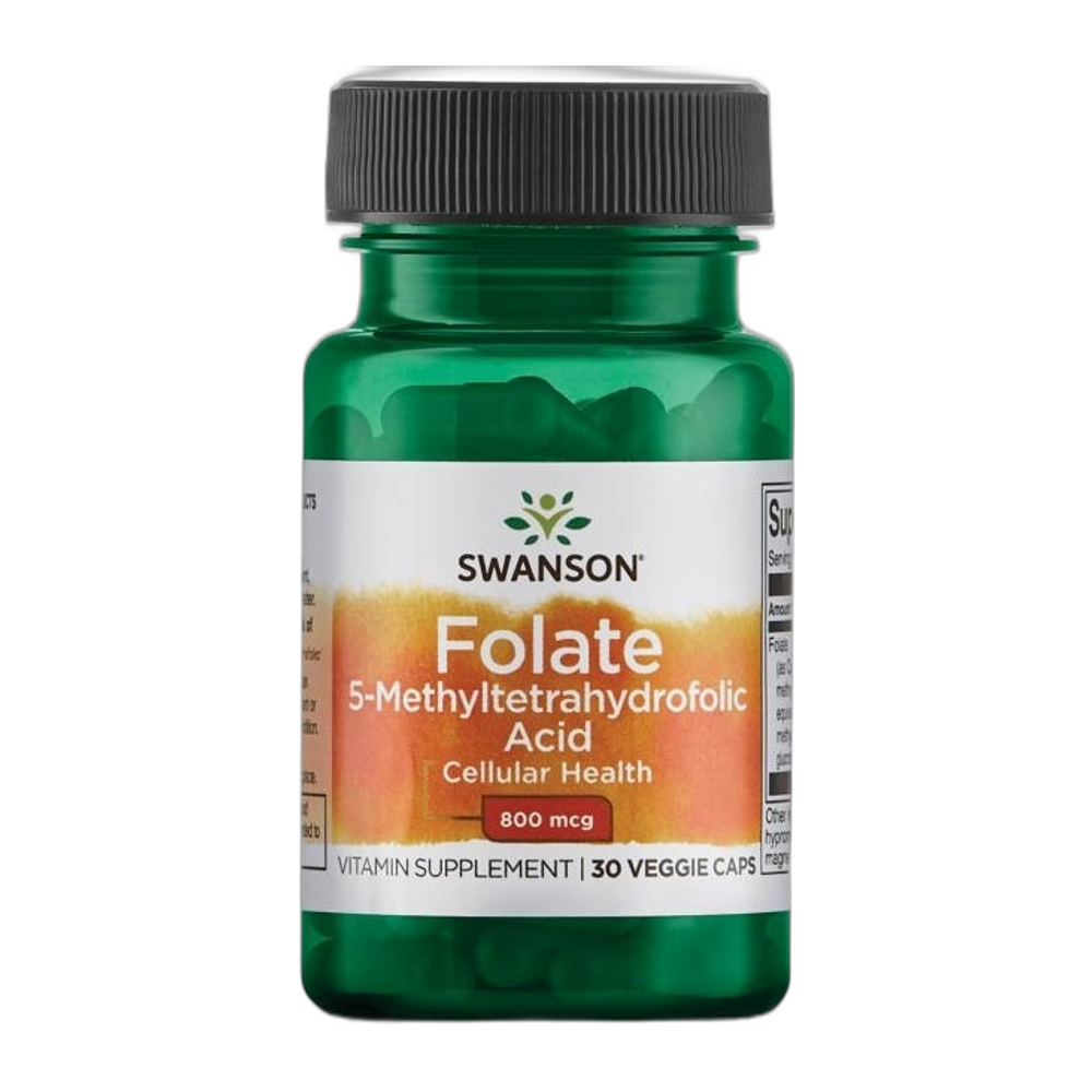 Swanson Folate (5-Methyltetrahydrofolic Acid), 800mcg - 30 vcaps