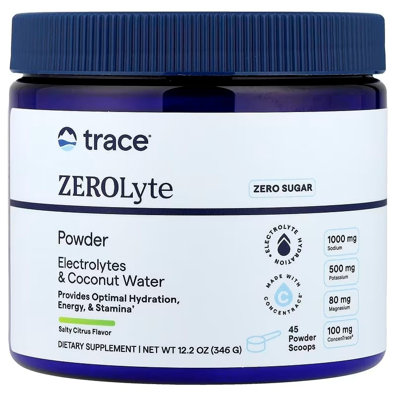 Trace Minerals ZEROLyte Powder, Salty Citrus - 346g