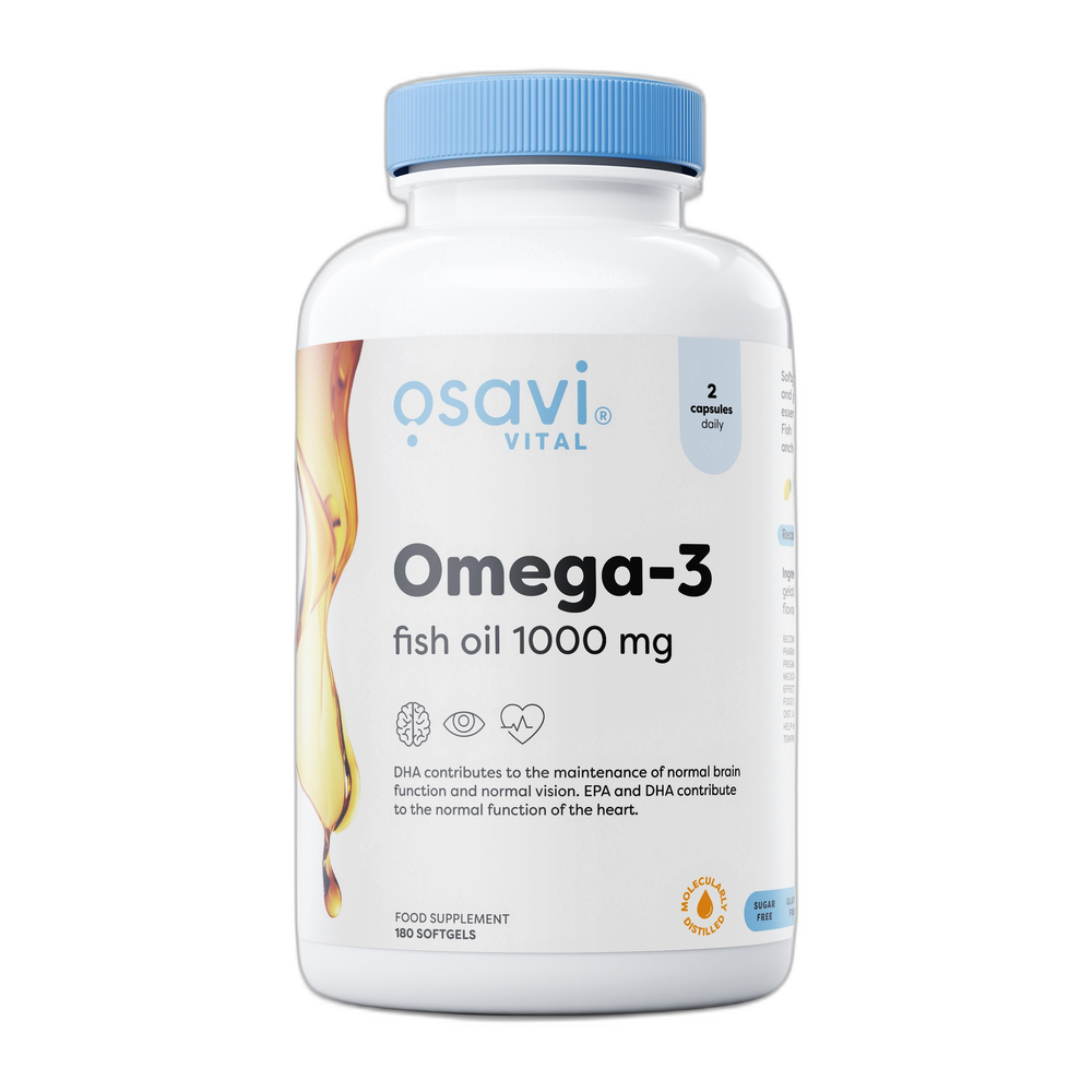 Osavi Omega-3 Fish Oil Molecularly Distilled, 1000mg (Lemon) - 180 softgels