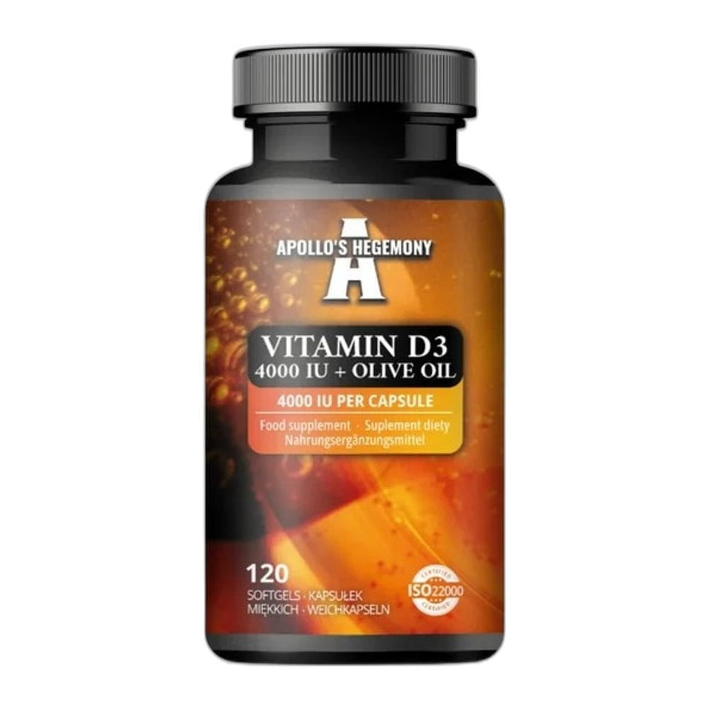 Apollo's Hegemony Vitamin D3 4000IU + Olive Oil - 120 softgels