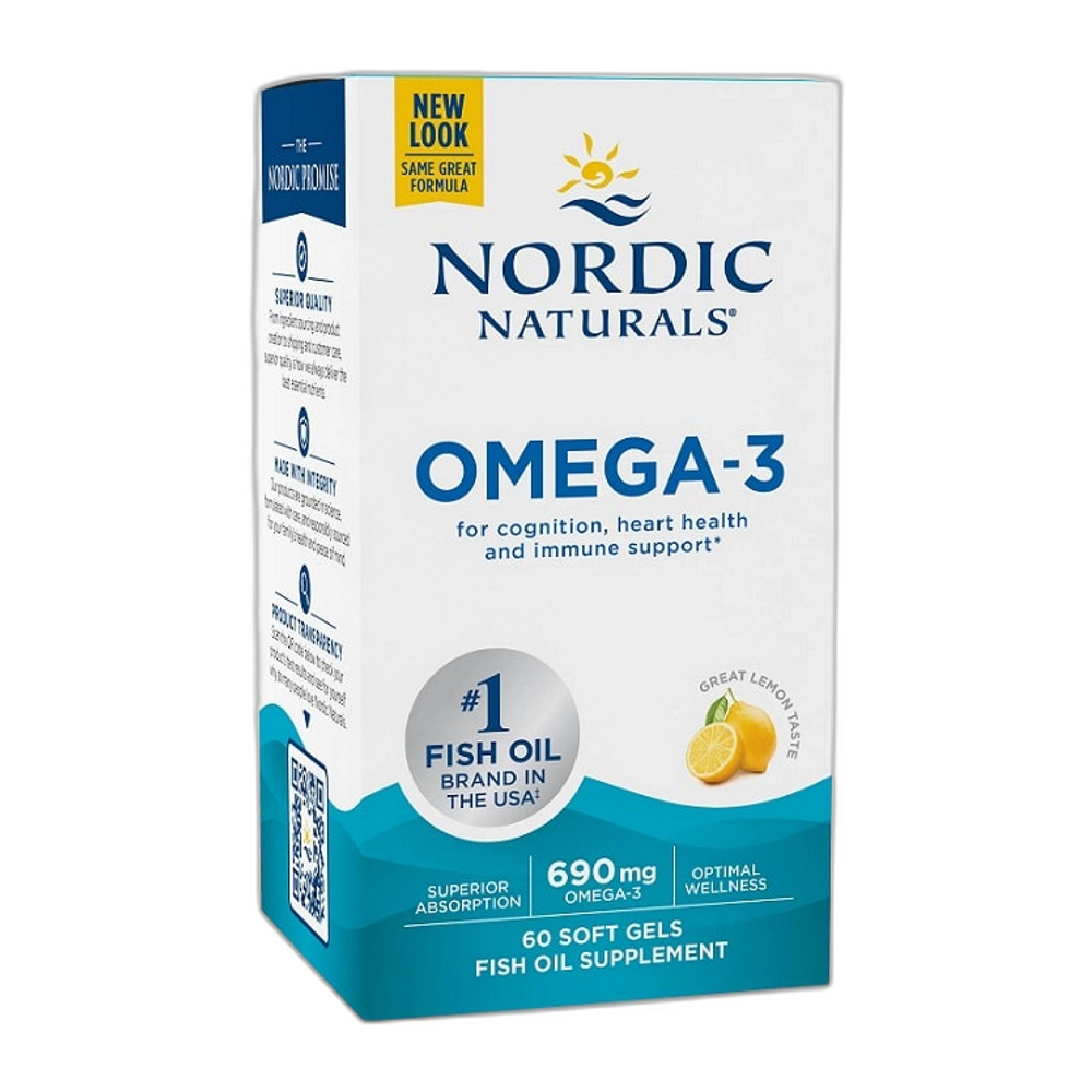Nordic Naturals Omega-3, 690mg Lemon - 60 softgels